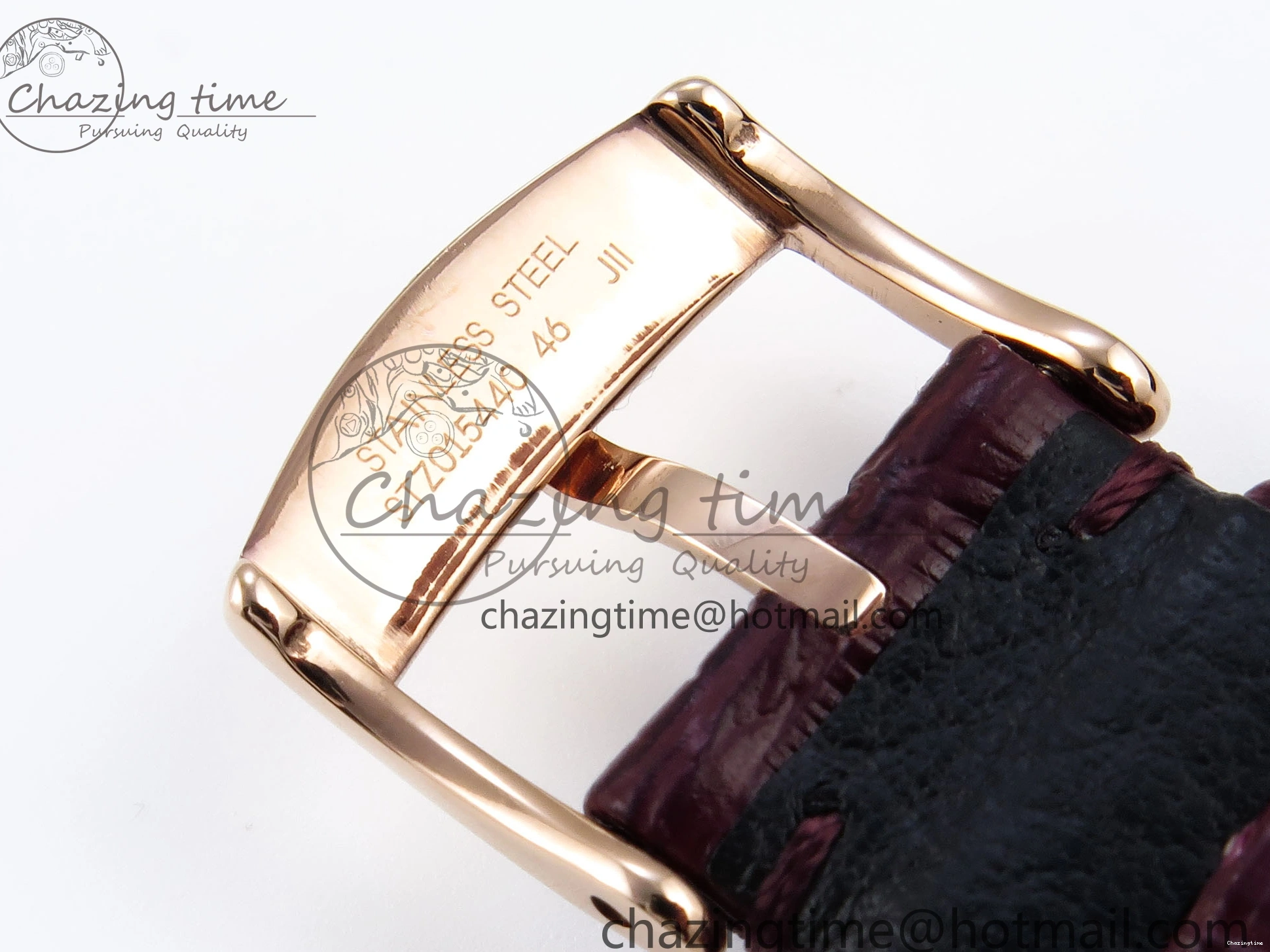 0219 Modern De Ville Date RG MKF 1:1 Best Edition White Textured Dial Roman Marker on Brown Leather Strap A 7752